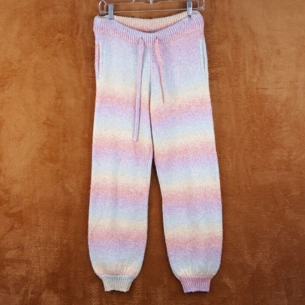 GENERATION LOVE Womens Sweatpants XS Rainbow Stripe Pull On Pastel SANDRA Jogger